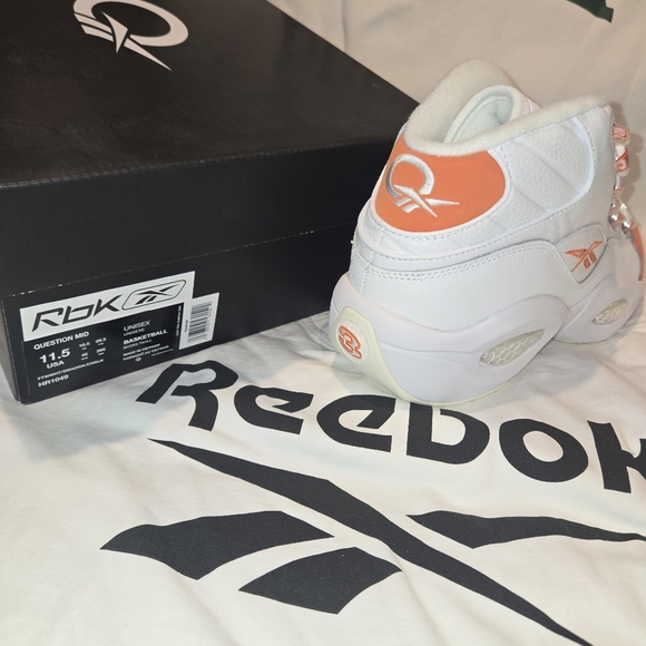 SOLD!!! Size 11.5 - Mens Reebok Allen Iverson Question Mid Orange Toe - Picture 9 of 9
